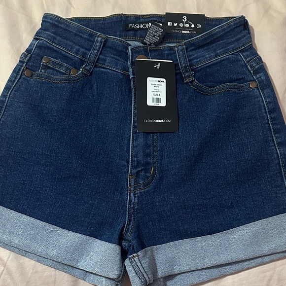 Fashion Nova Pants - Fashion Nova Dark Blue Jean Shorts